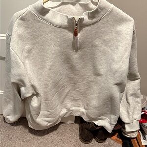 Parke by Chelsea Kramer gray Women's Zip-Up Sweatshirt size L/XL quarter zip